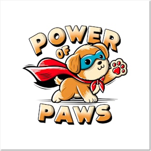 Cute cartoon dog with superhero cape Posters and Art